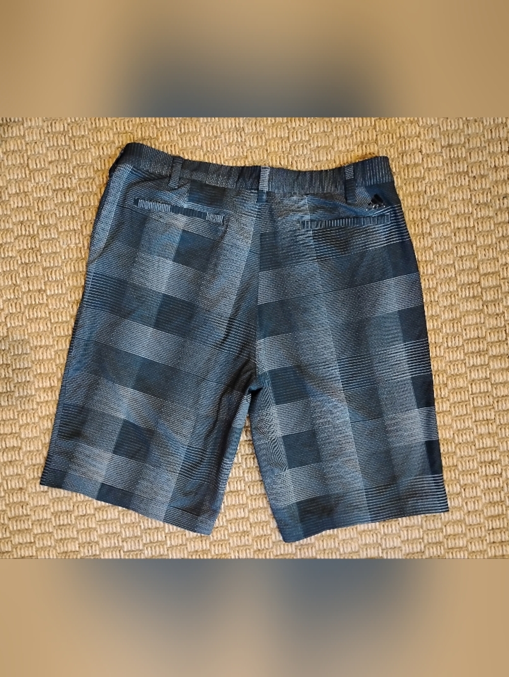 Men's Adidas Black Plaid Performance Golf Shorts SZ 35